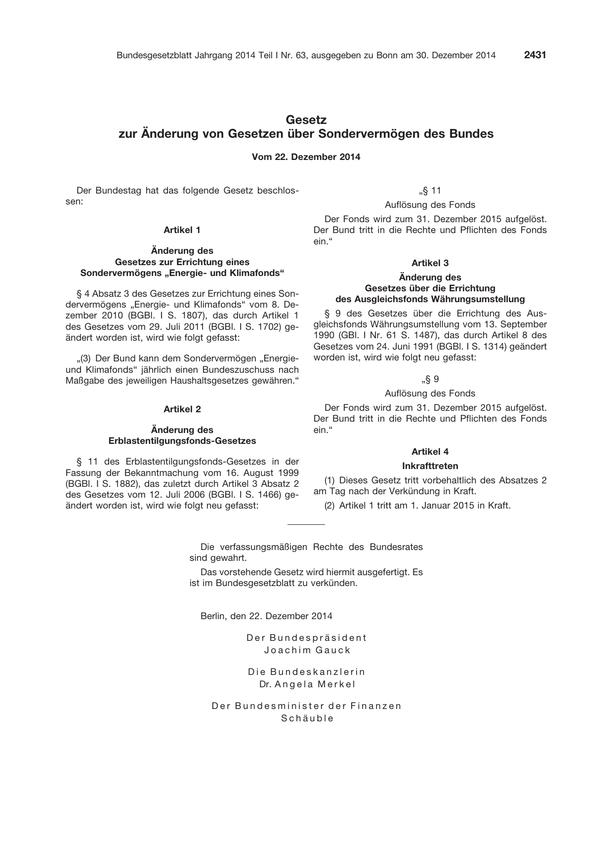 BGBl. 2014, Seite 2431 — Originalseite als Abbildung