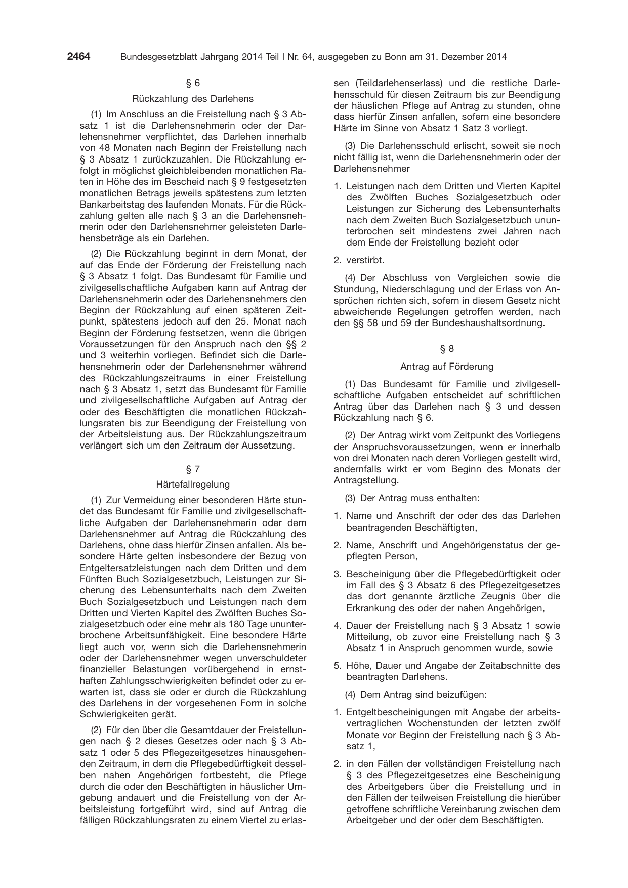BGBl. 2014, Seite 2464 — Originalseite als Abbildung
