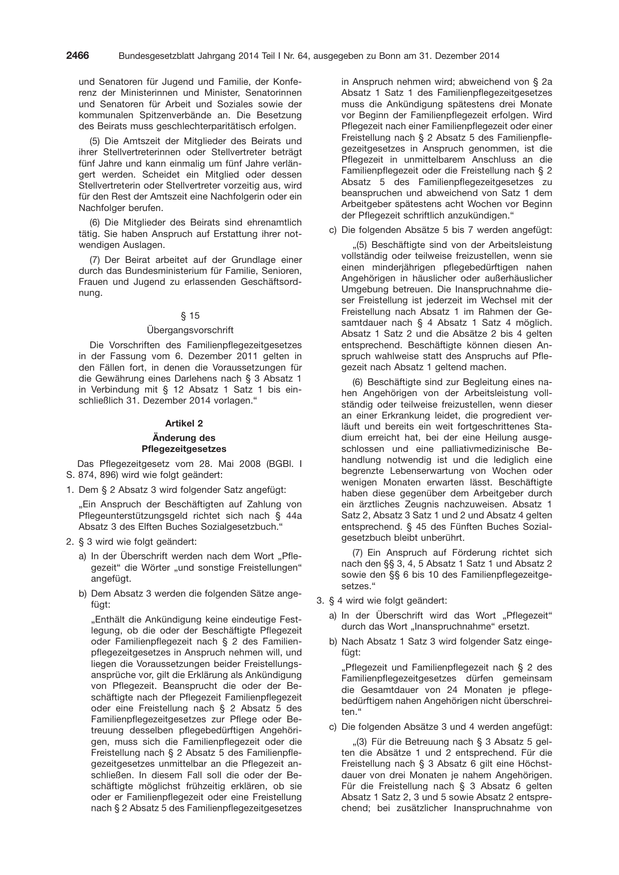 BGBl. 2014, Seite 2466 — Originalseite als Abbildung
