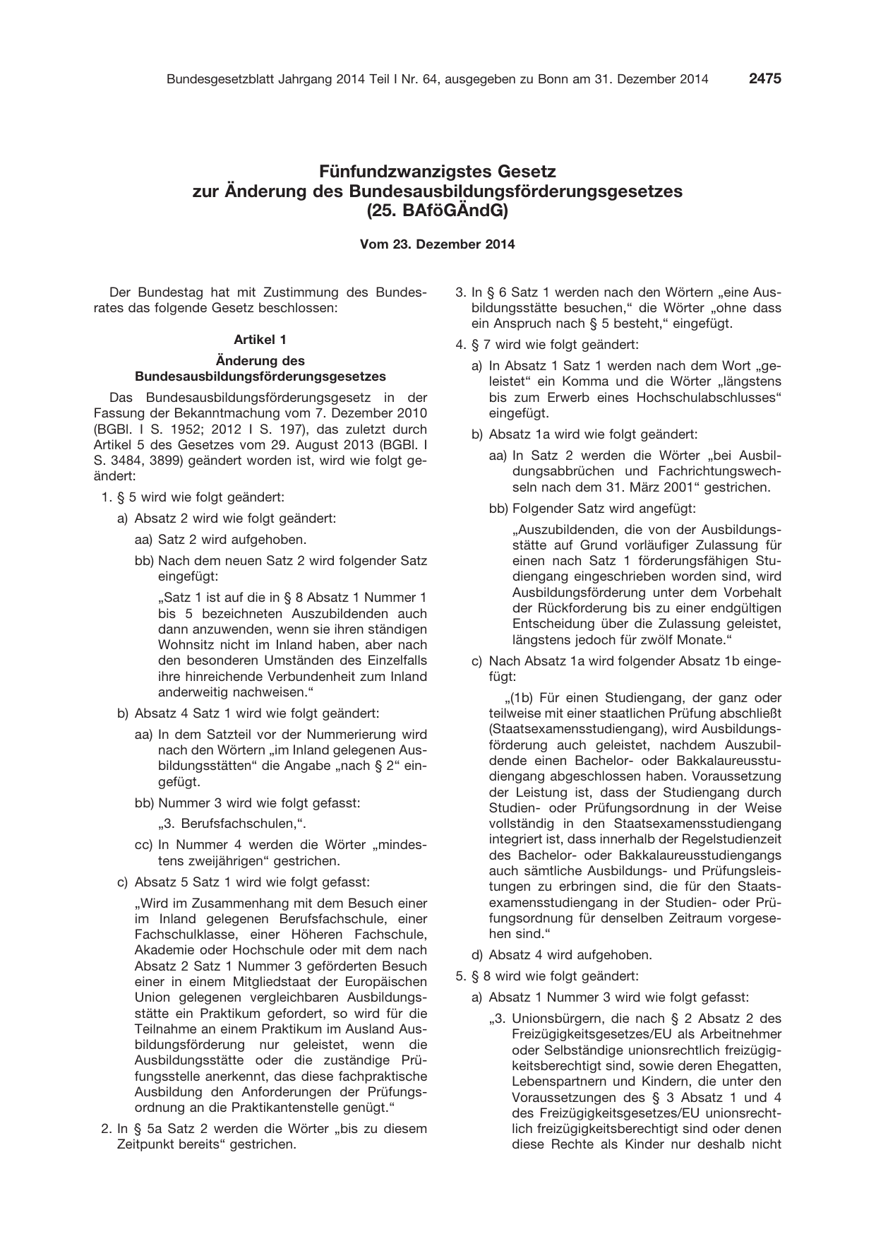 BGBl. 2014, Seite 2475 — Originalseite als Abbildung
