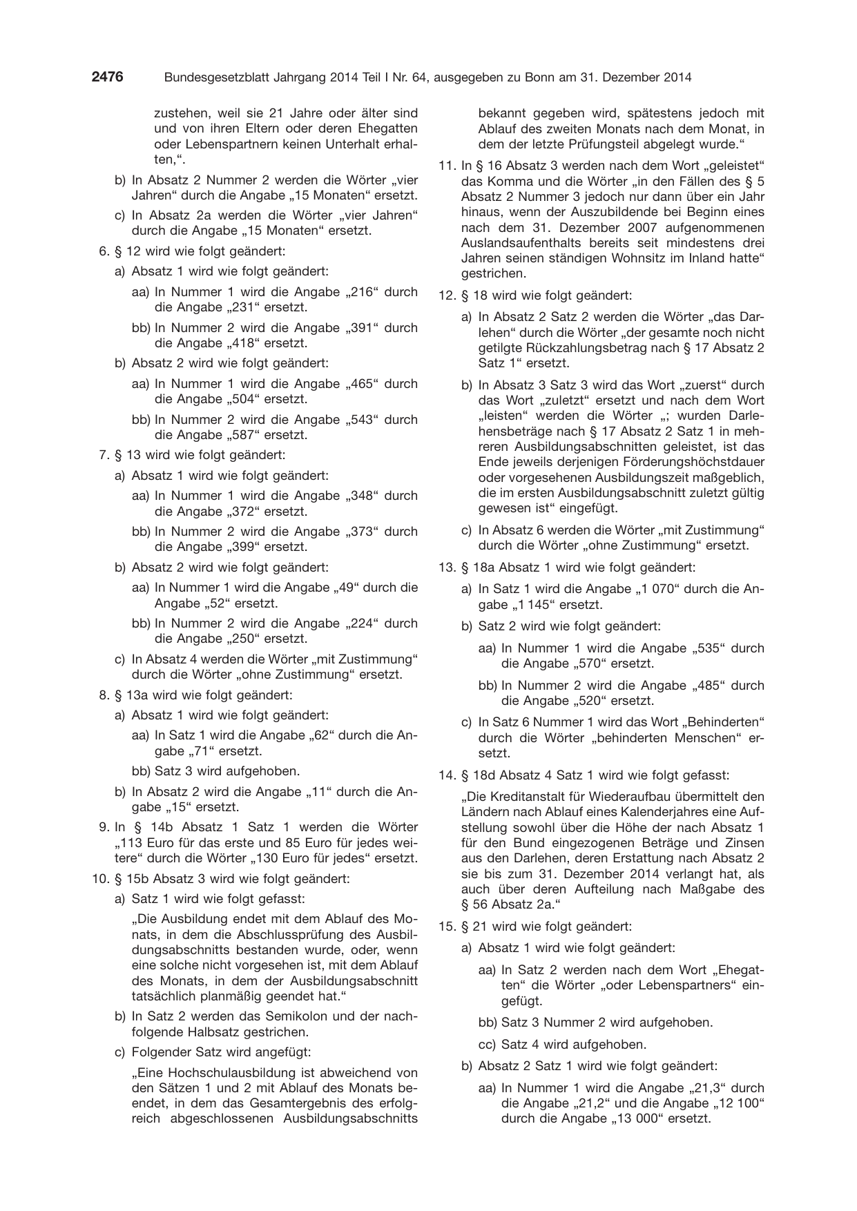 BGBl. 2014, Seite 2476 — Originalseite als Abbildung