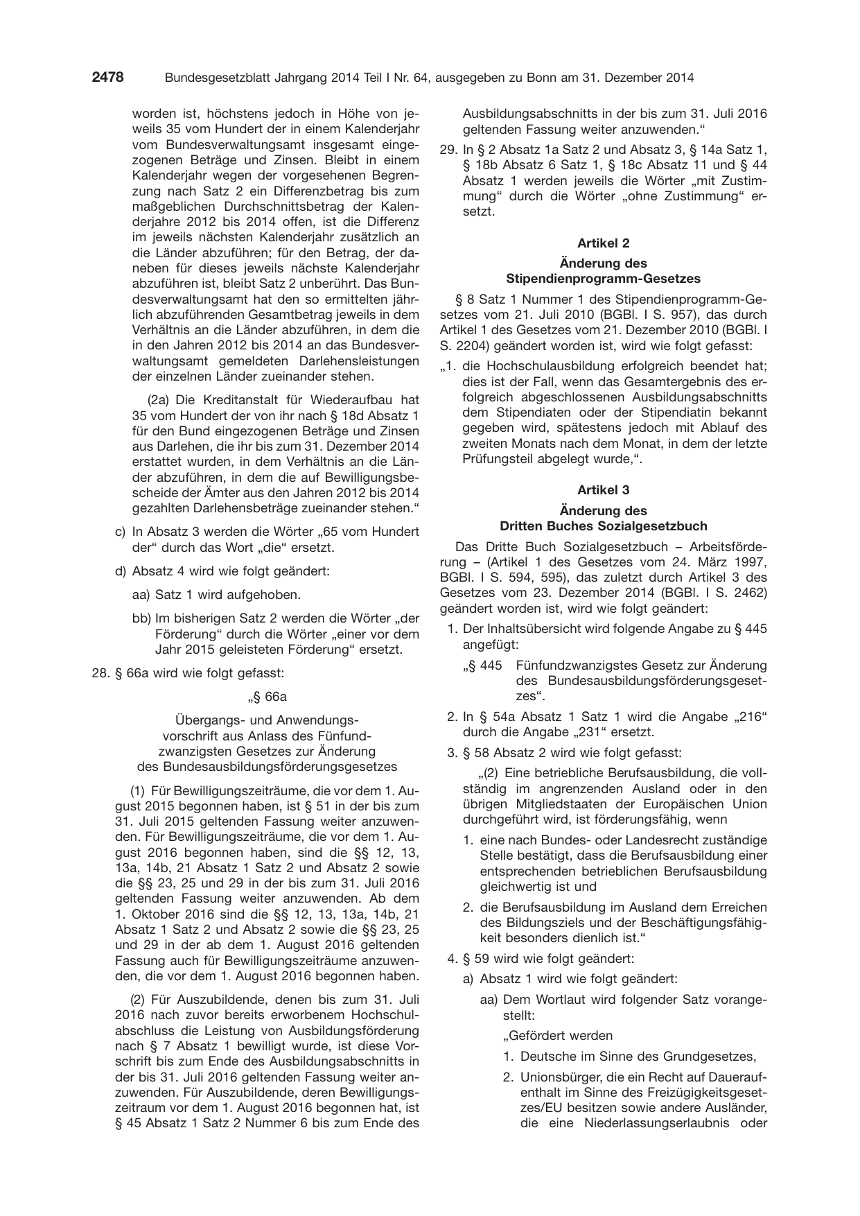 BGBl. 2014, Seite 2478 — Originalseite als Abbildung