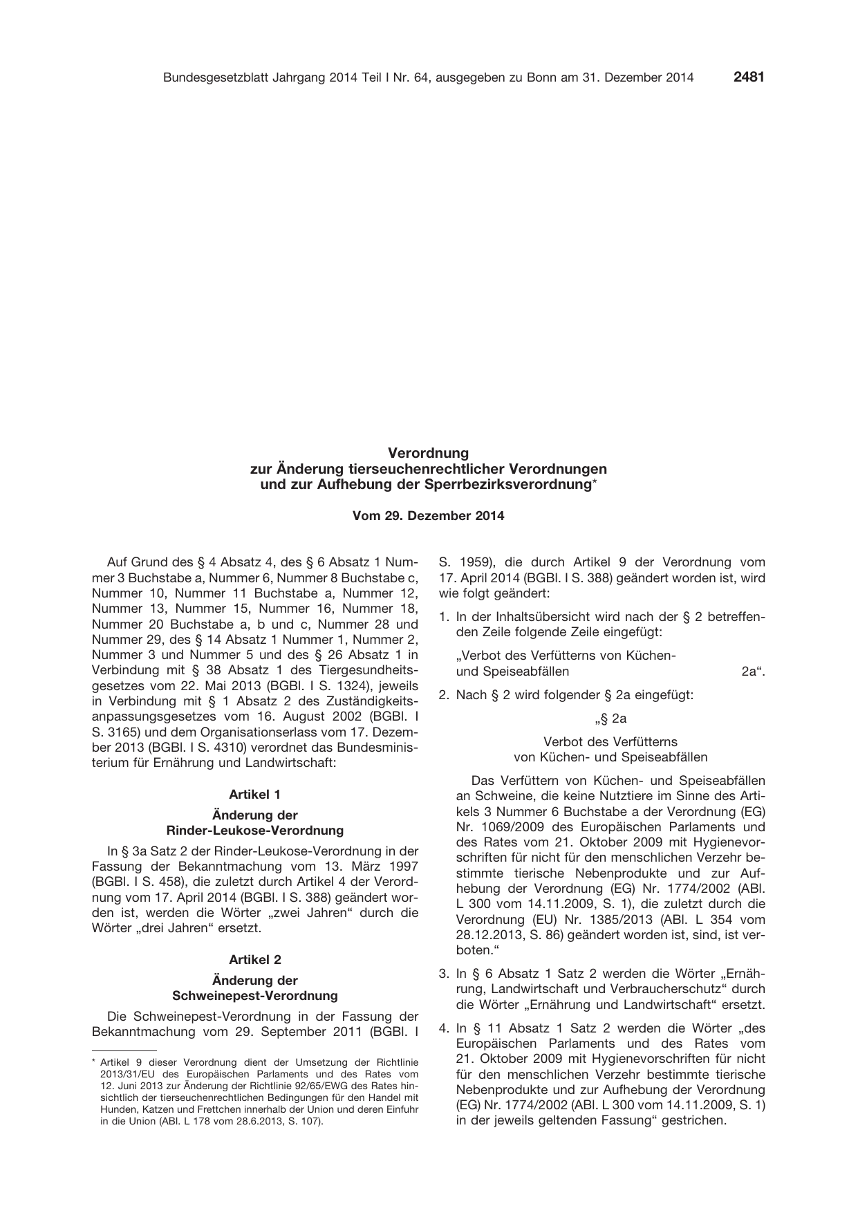 BGBl. 2014, Seite 2481 — Originalseite als Abbildung