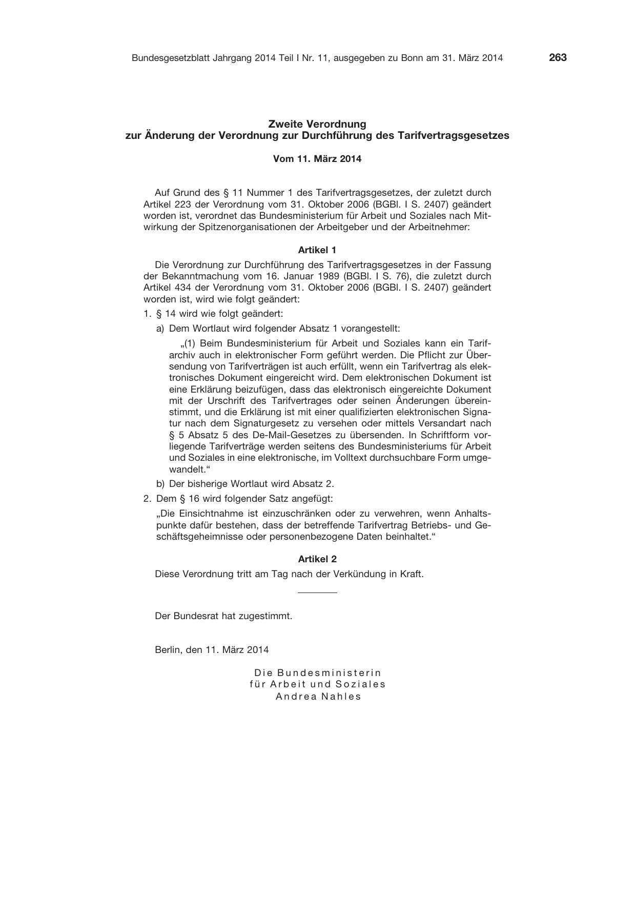 BGBl. 2014, Seite 263 — Originalseite als Abbildung