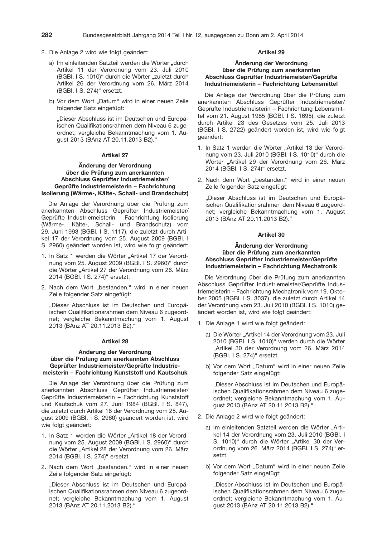 BGBl. 2014, Seite 282 — Originalseite als Abbildung