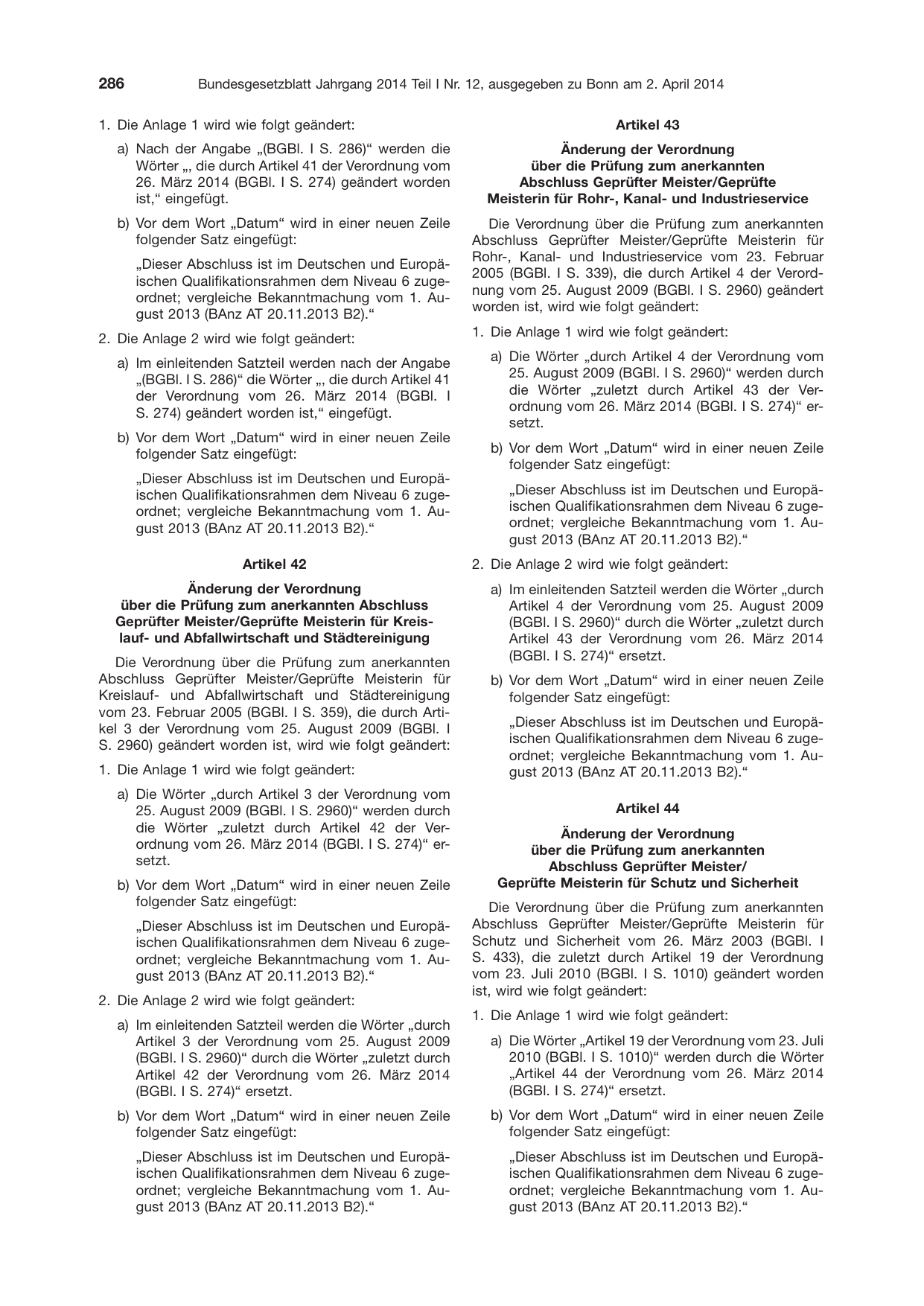 BGBl. 2014, Seite 286 — Originalseite als Abbildung