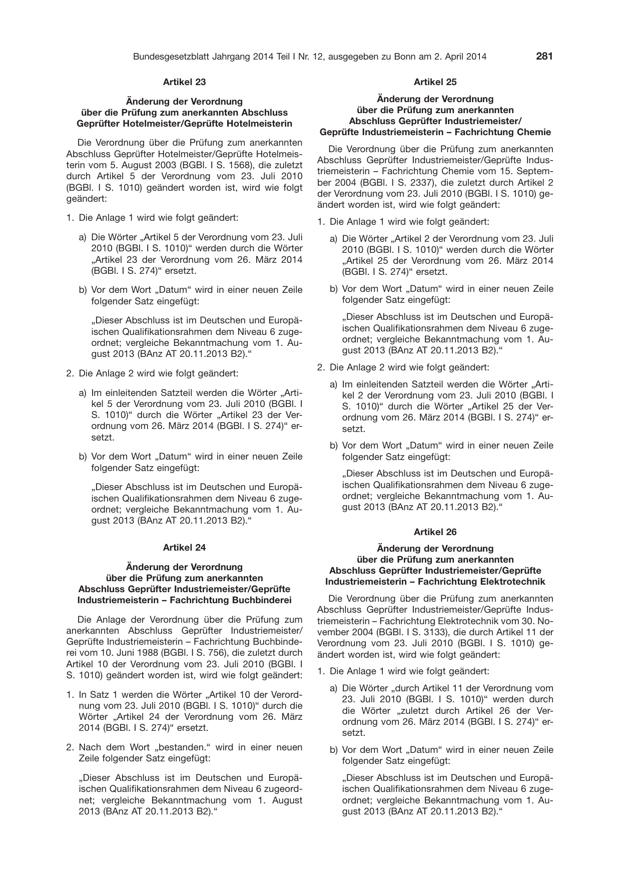 BGBl. 2014, Seite 281 — Originalseite als Abbildung