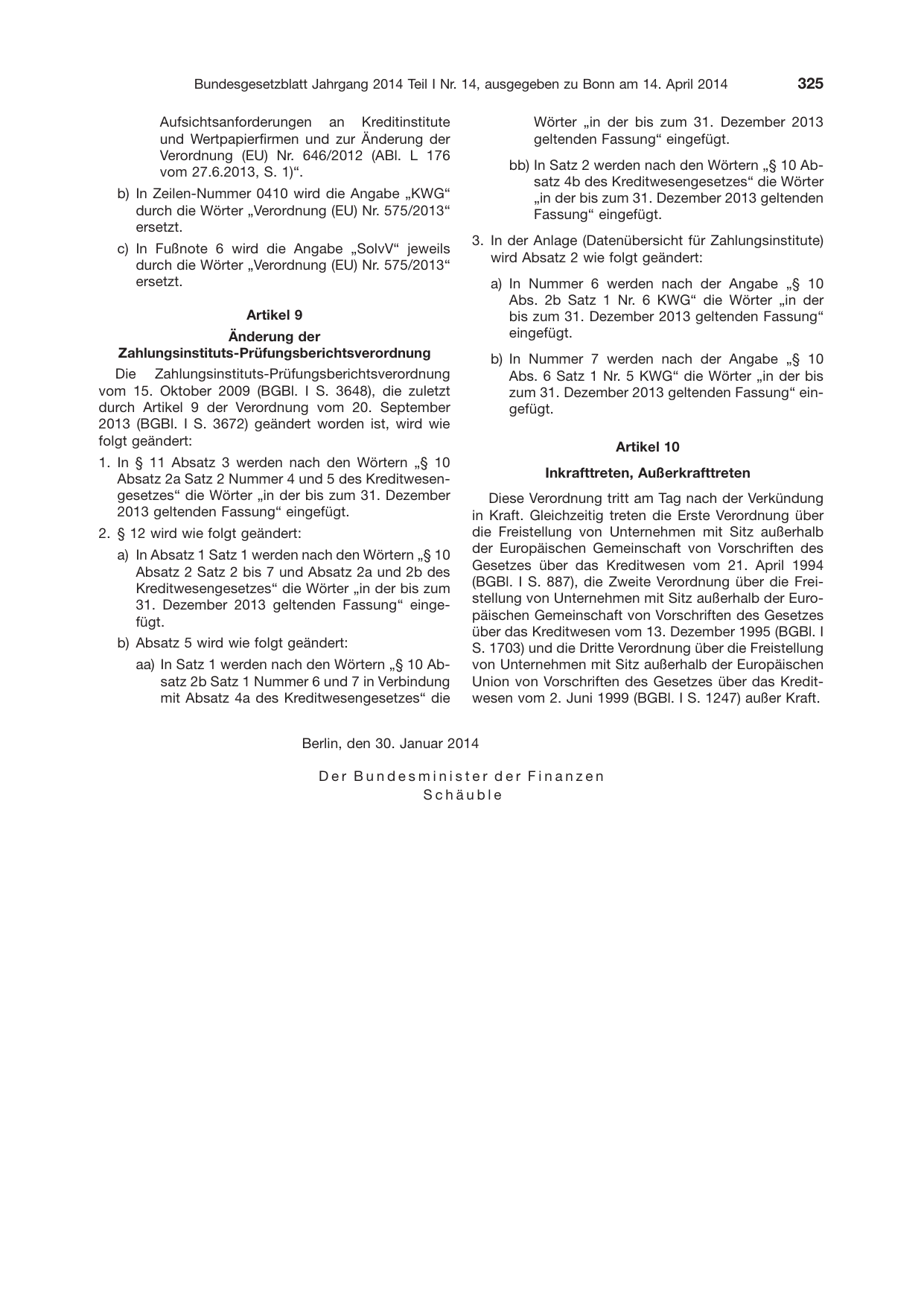 BGBl. 2014, Seite 325 — Originalseite als Abbildung