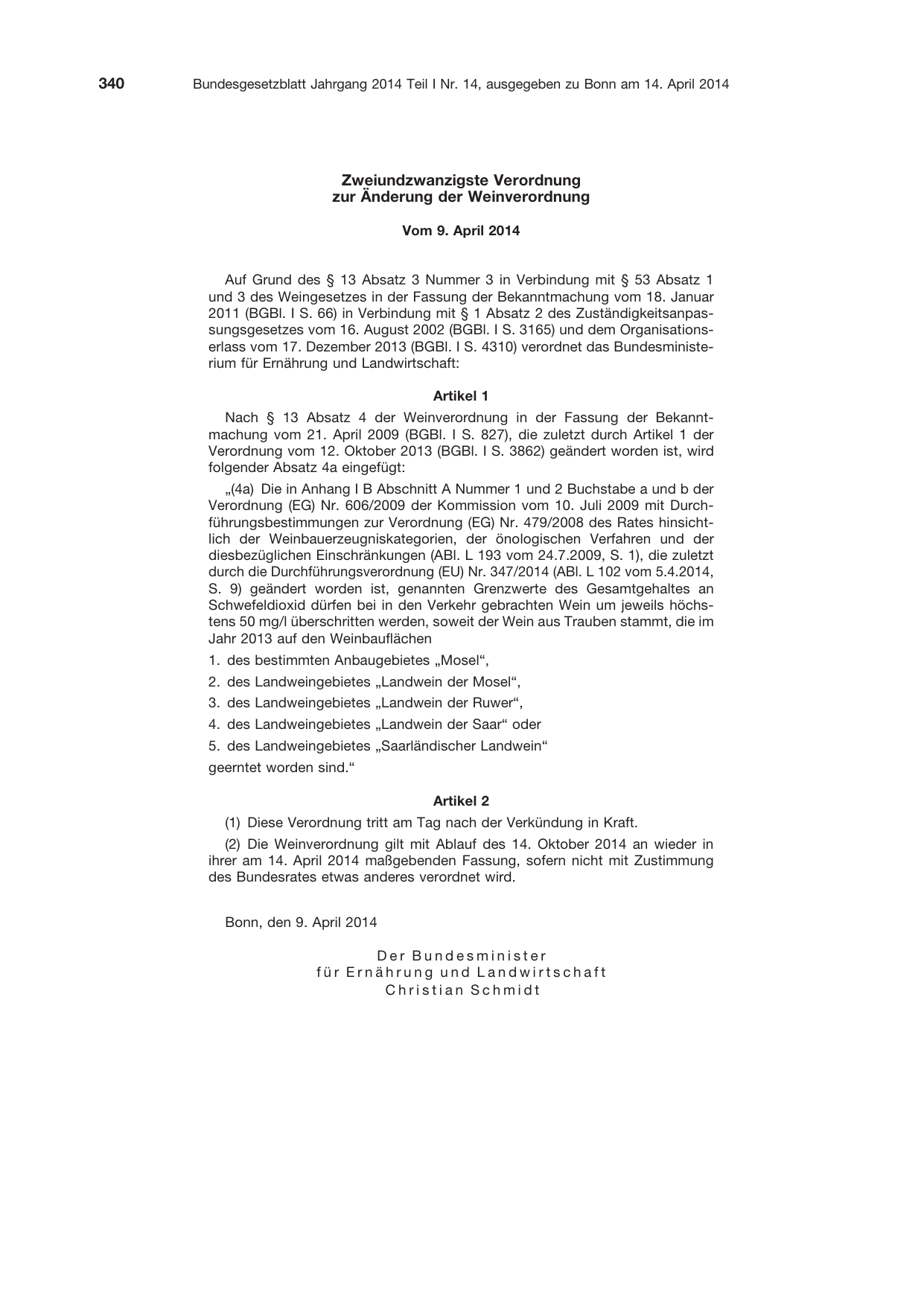 BGBl. 2014, Seite 340 — Originalseite als Abbildung