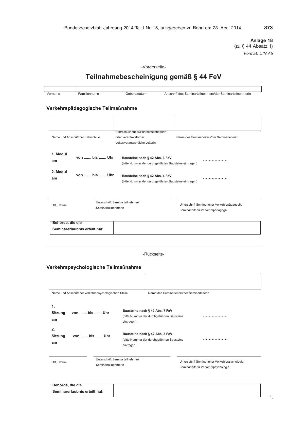 BGBl. 2014, Seite 373 — Originalseite als Abbildung