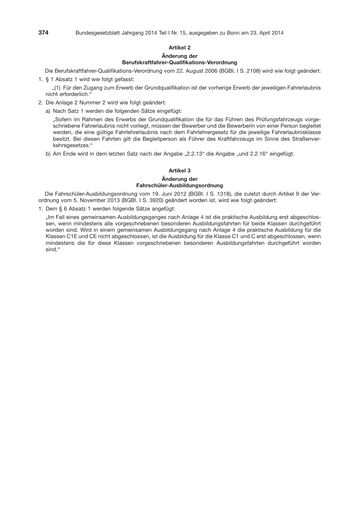 BGBl. 2014, Seite 374 — Originalseite als Abbildung