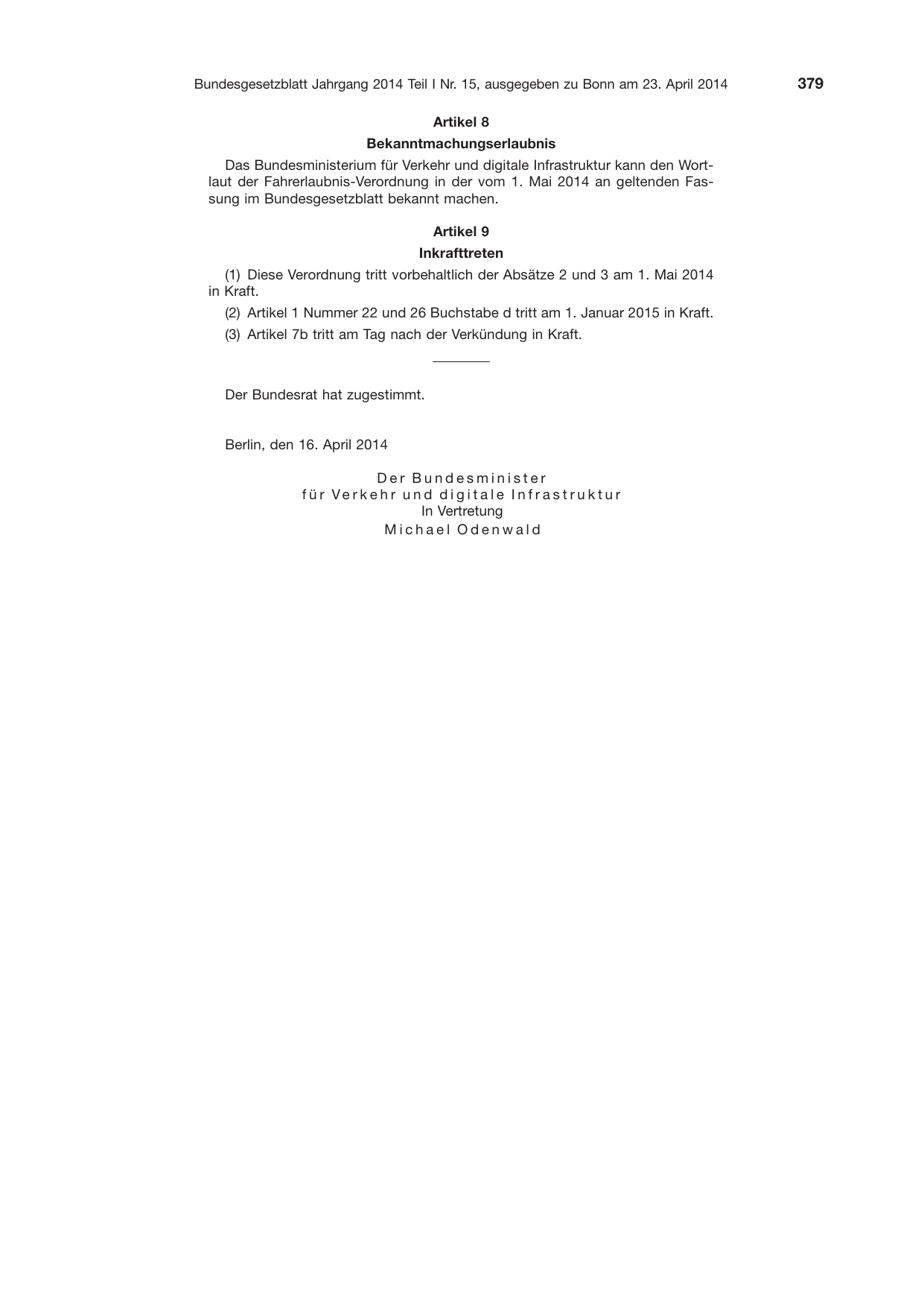 BGBl. 2014, Seite 379 — Originalseite als Abbildung