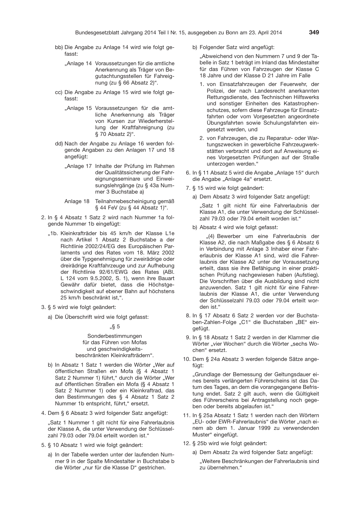 BGBl. 2014, Seite 349 — Originalseite als Abbildung