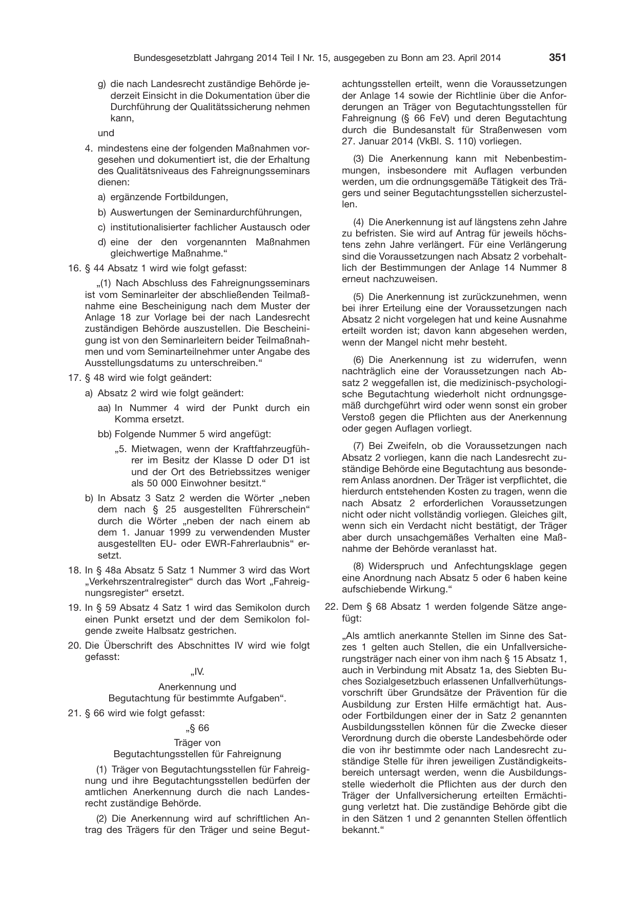 BGBl. 2014, Seite 351 — Originalseite als Abbildung