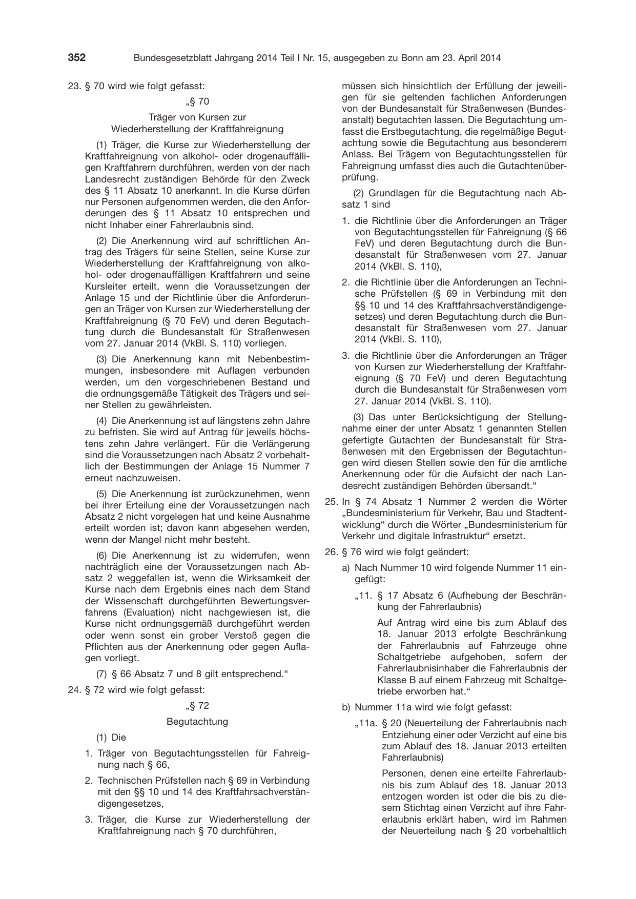 BGBl. 2014, Seite 352 — Originalseite als Abbildung