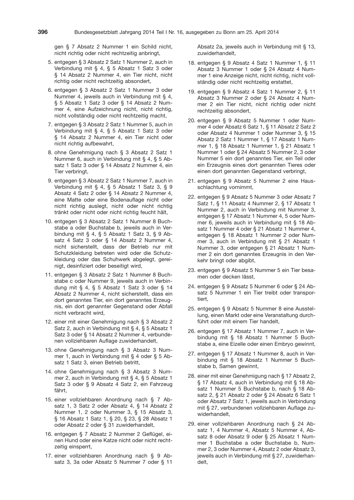 BGBl. 2014, Seite 396 — Originalseite als Abbildung