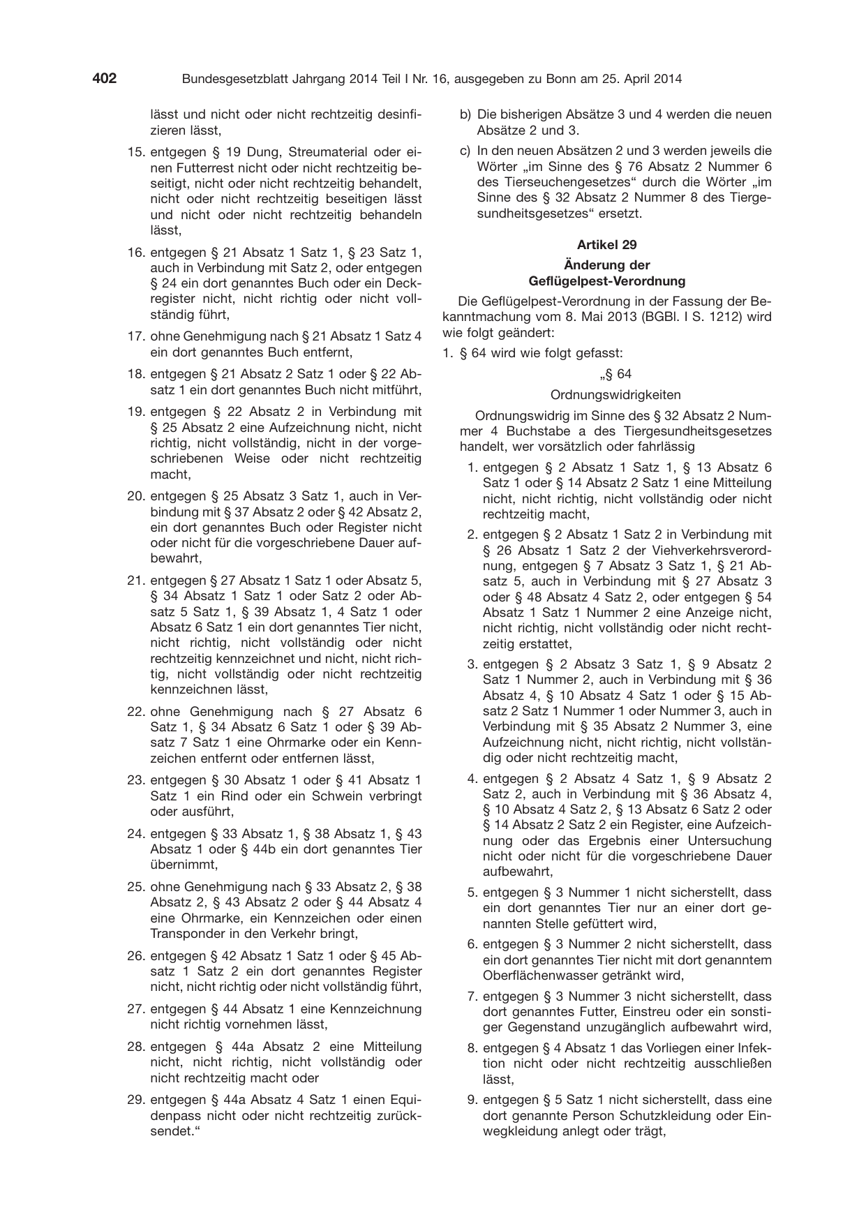 BGBl. 2014, Seite 402 — Originalseite als Abbildung