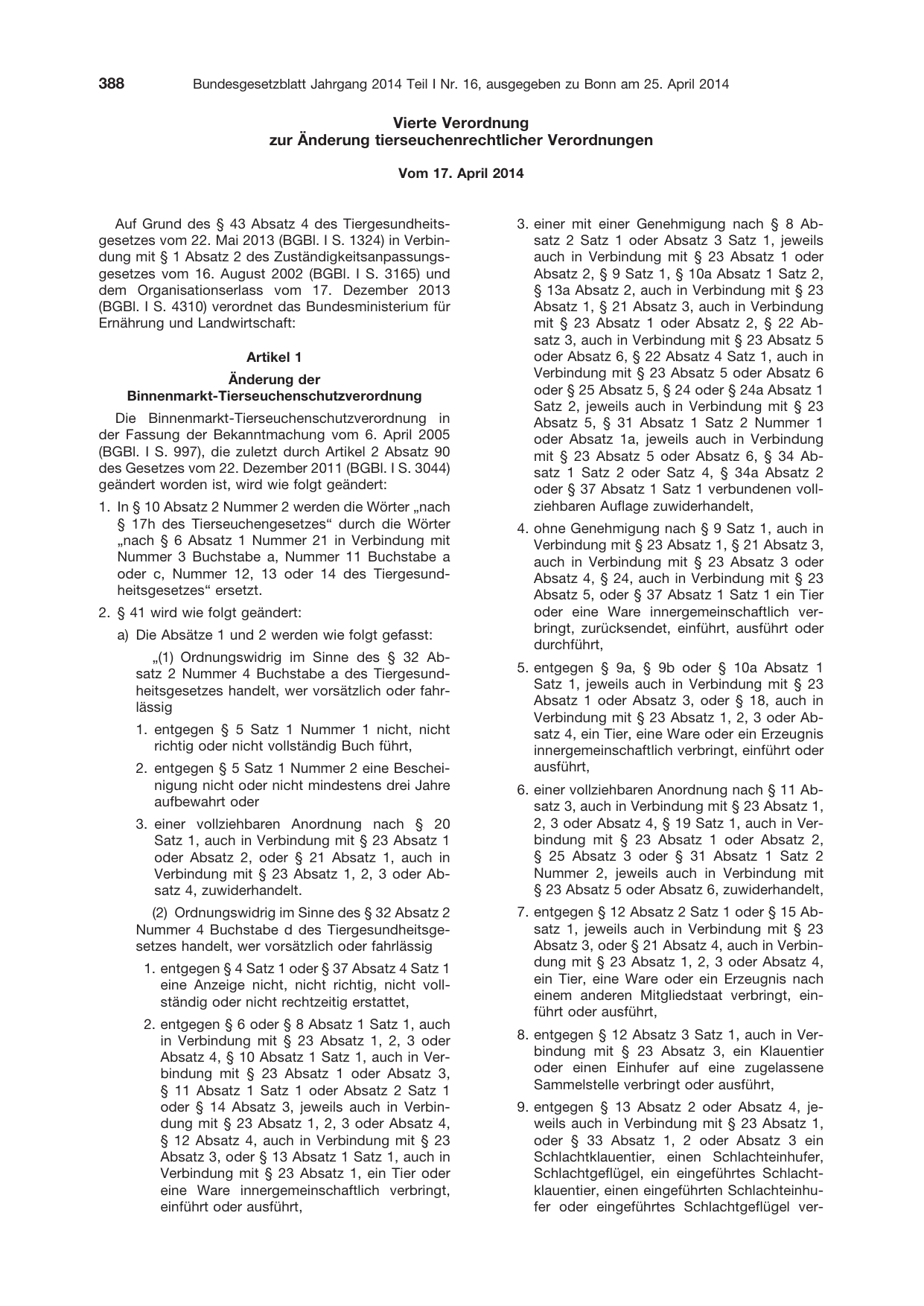 BGBl. 2014, Seite 388 — Originalseite als Abbildung