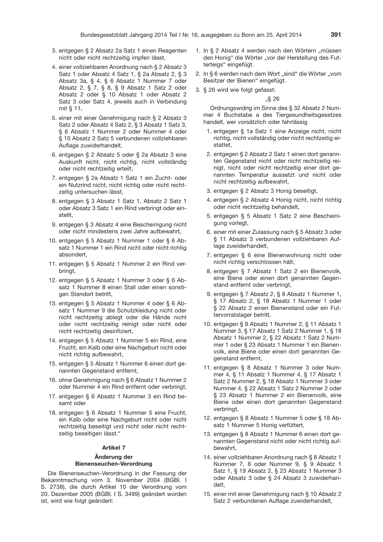 BGBl. 2014, Seite 391 — Originalseite als Abbildung