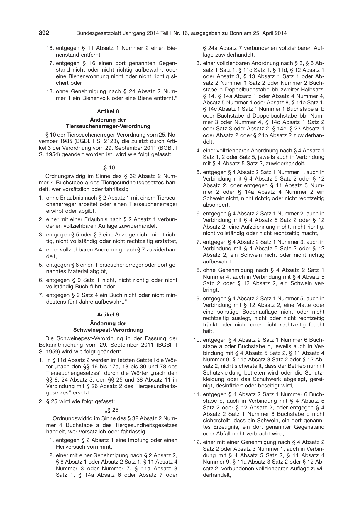 BGBl. 2014, Seite 392 — Originalseite als Abbildung