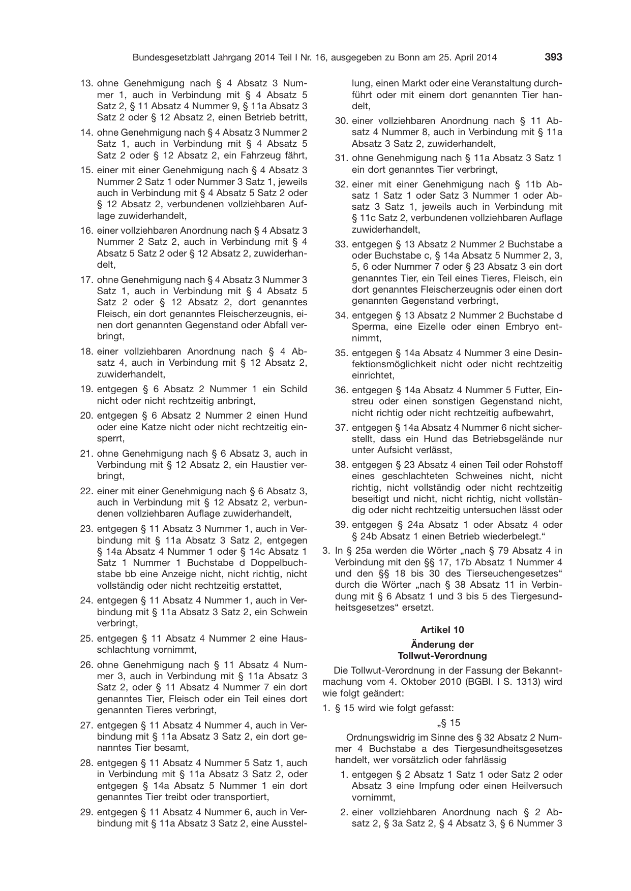 BGBl. 2014, Seite 393 — Originalseite als Abbildung