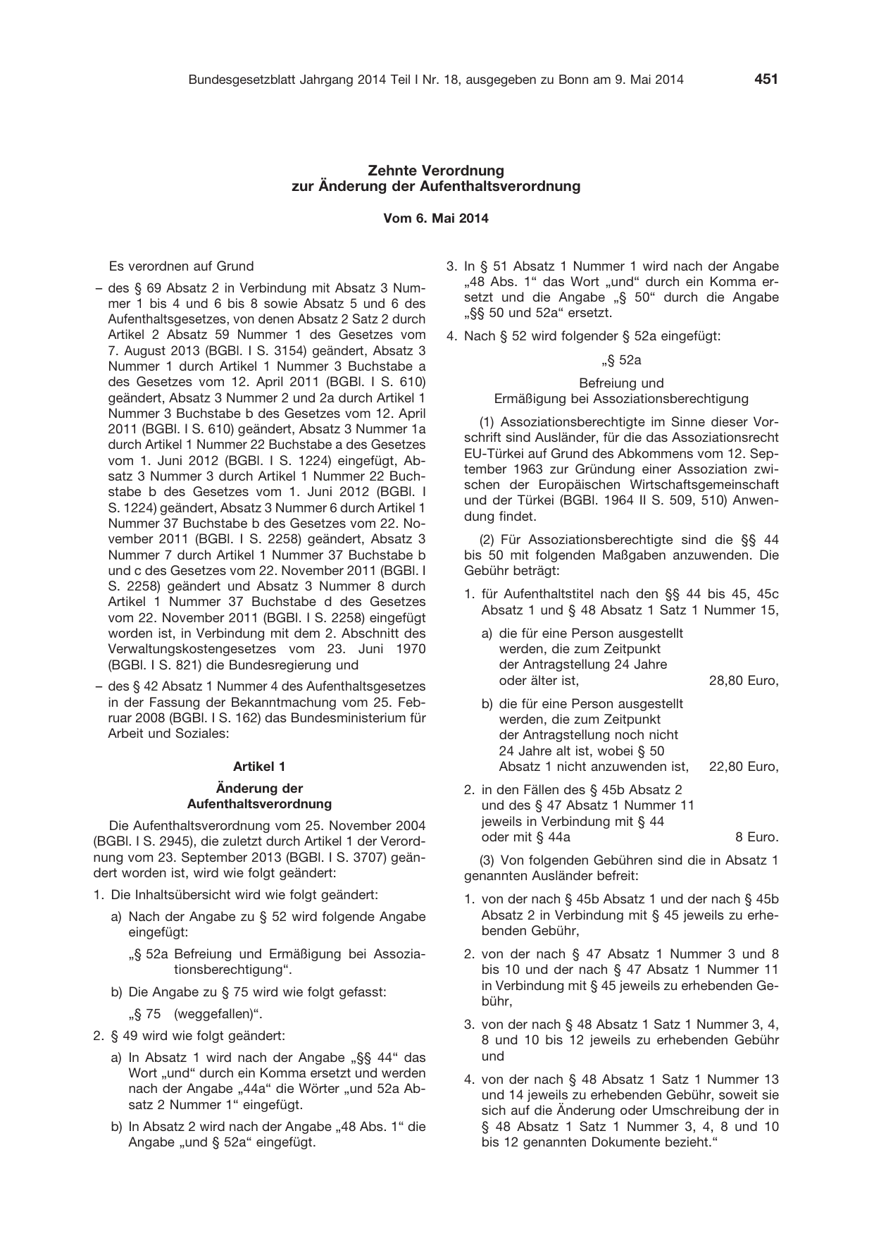 BGBl. 2014, Seite 451 — Originalseite als Abbildung