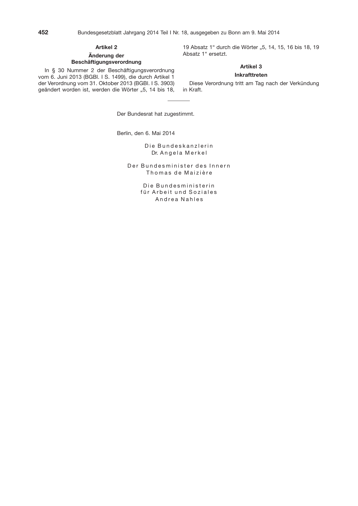 BGBl. 2014, Seite 452 — Originalseite als Abbildung