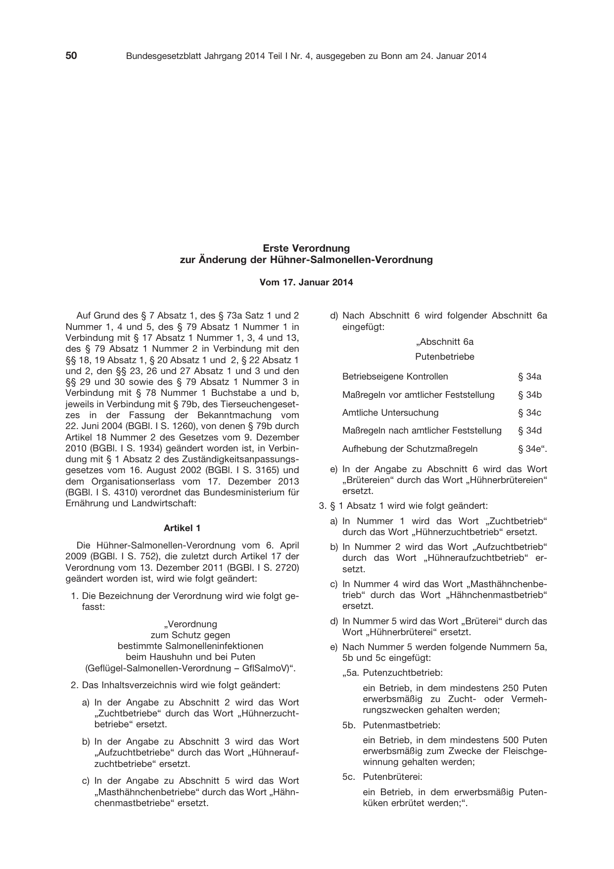 BGBl. 2014, Seite 50 — Originalseite als Abbildung