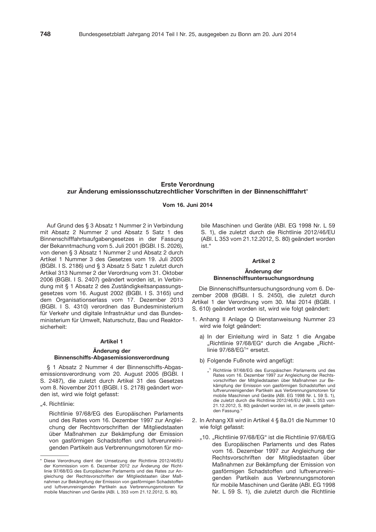 BGBl. 2014, Seite 748 — Originalseite als Abbildung