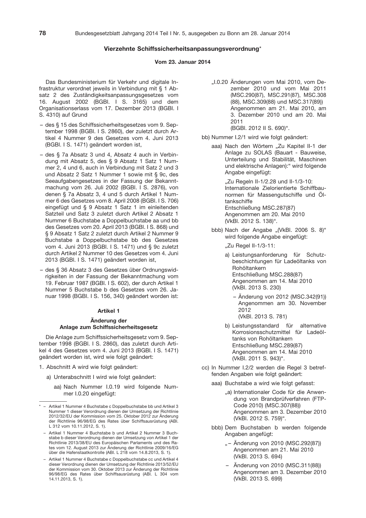 BGBl. 2014, Seite 78 — Originalseite als Abbildung