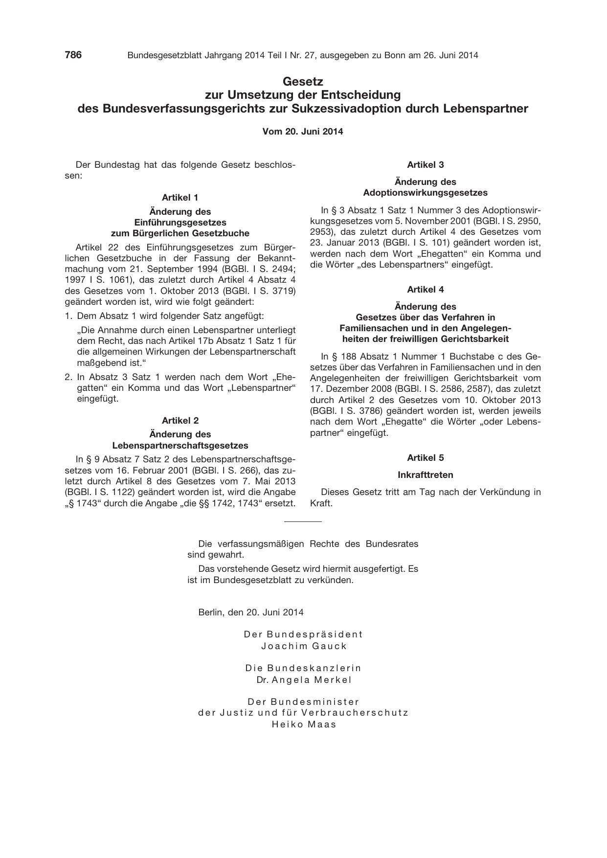 BGBl. 2014, Seite 786 — Originalseite als Abbildung