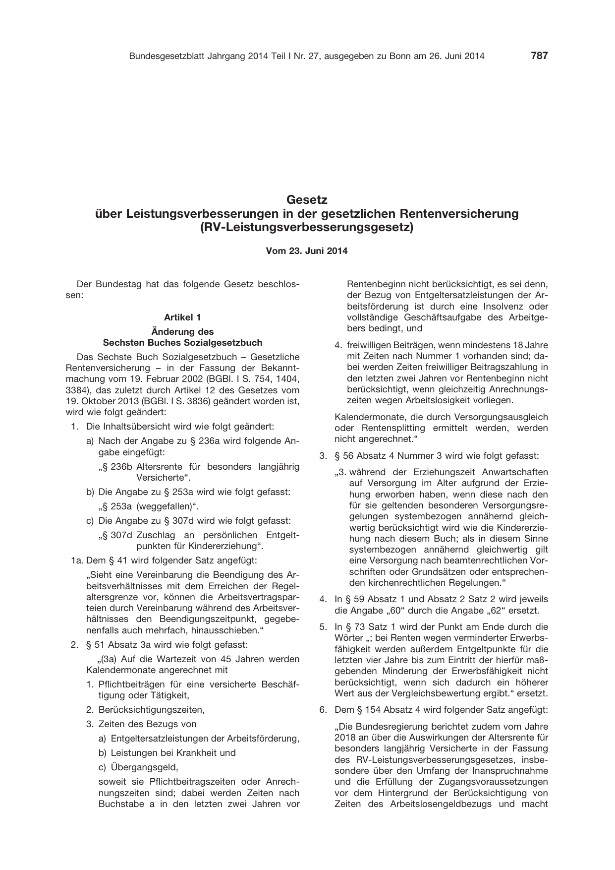 BGBl. 2014, Seite 787 — Originalseite als Abbildung