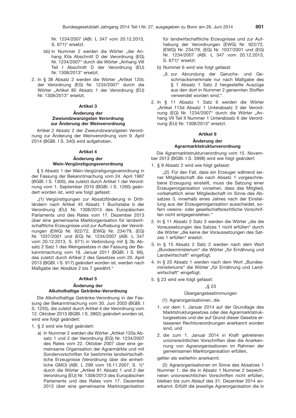 BGBl. 2014, Seite 801 — Originalseite als Abbildung