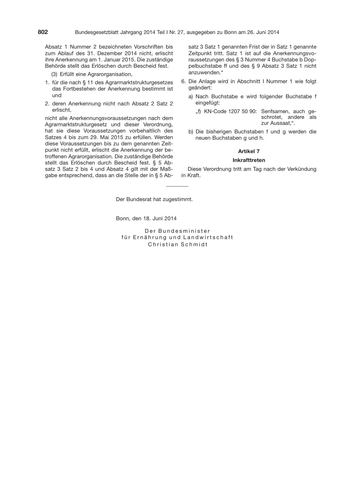 BGBl. 2014, Seite 802 — Originalseite als Abbildung