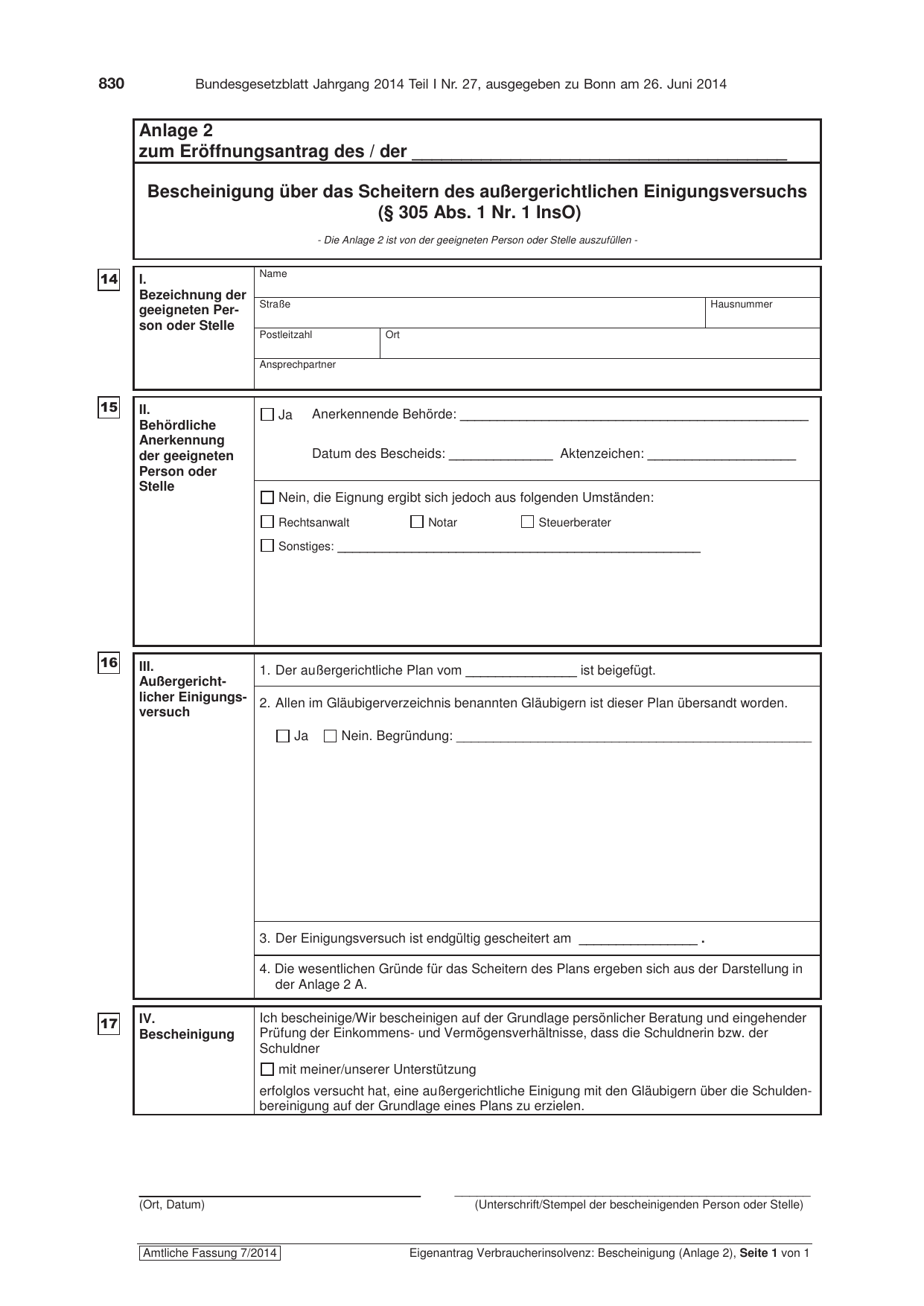 BGBl. 2014, Seite 830 — Originalseite als Abbildung