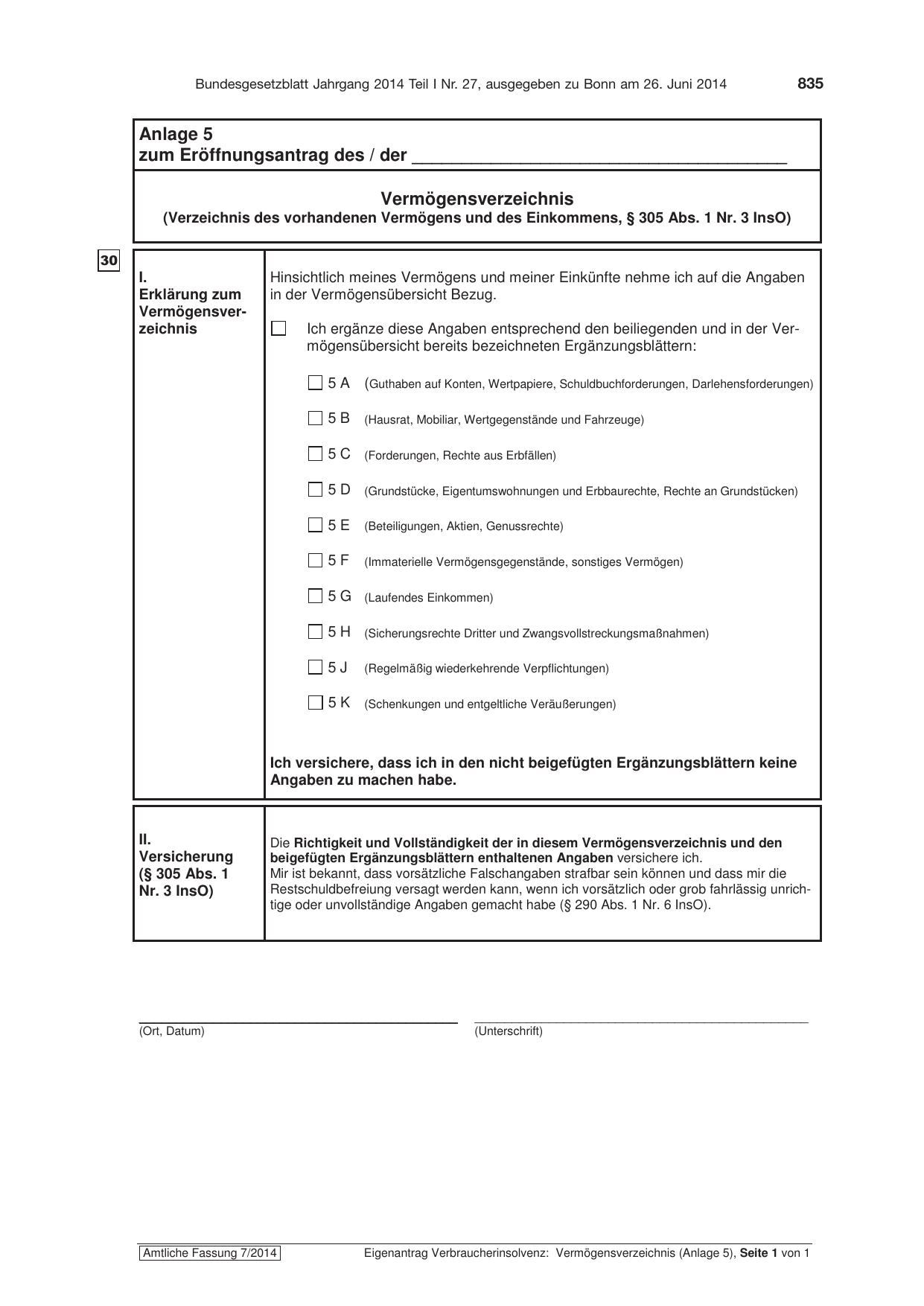 BGBl. 2014, Seite 835 — Originalseite als Abbildung