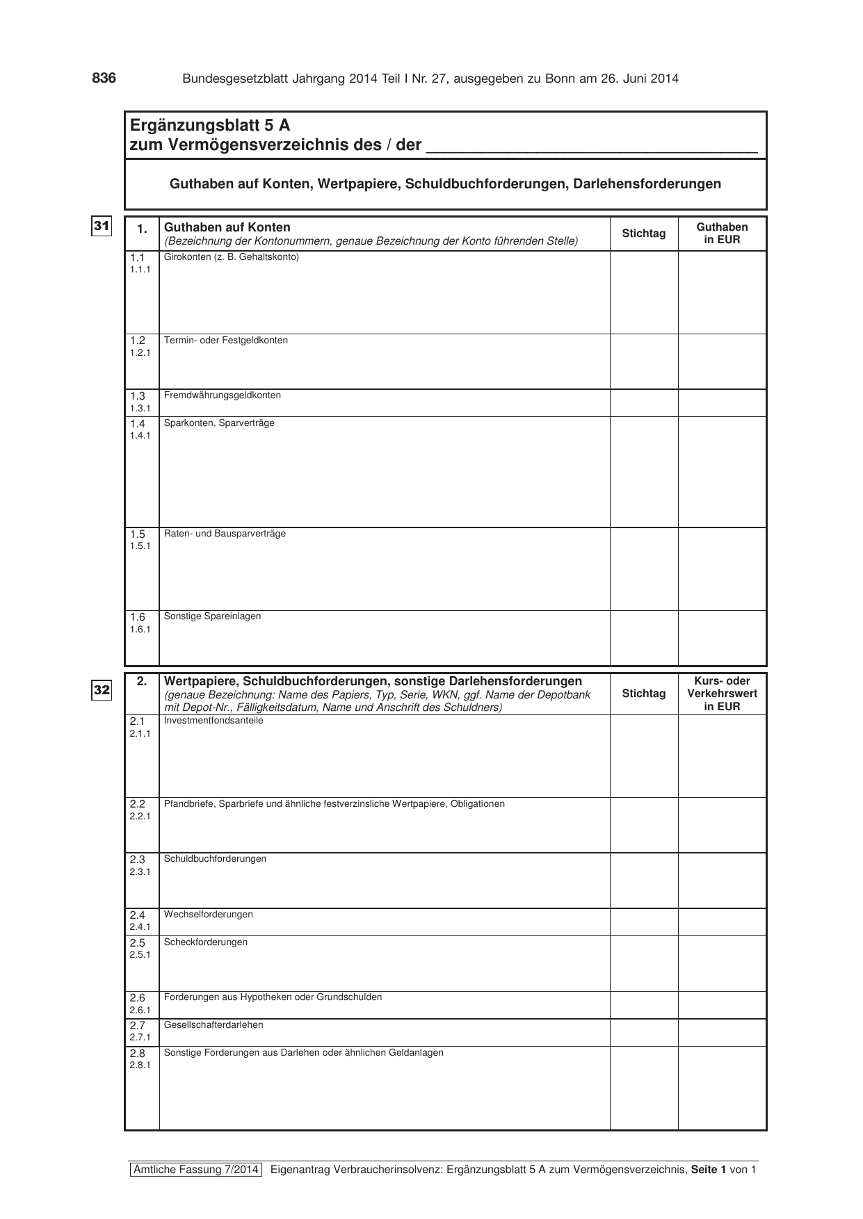 BGBl. 2014, Seite 836 — Originalseite als Abbildung