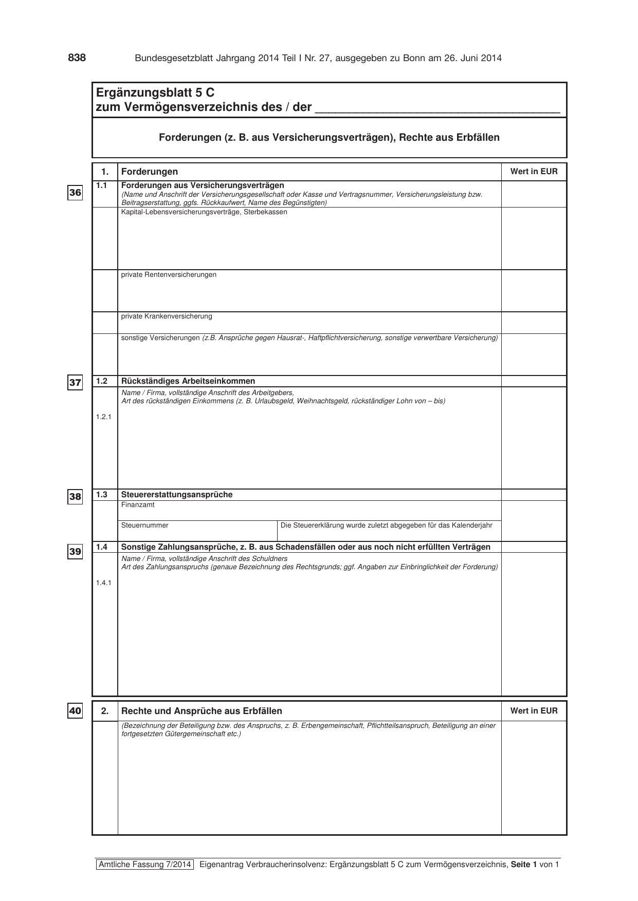 BGBl. 2014, Seite 838 — Originalseite als Abbildung