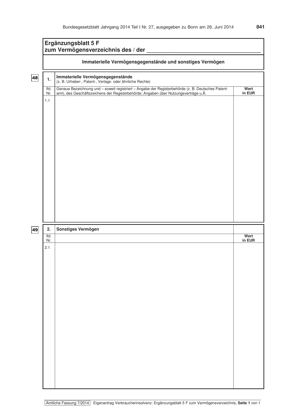 BGBl. 2014, Seite 841 — Originalseite als Abbildung