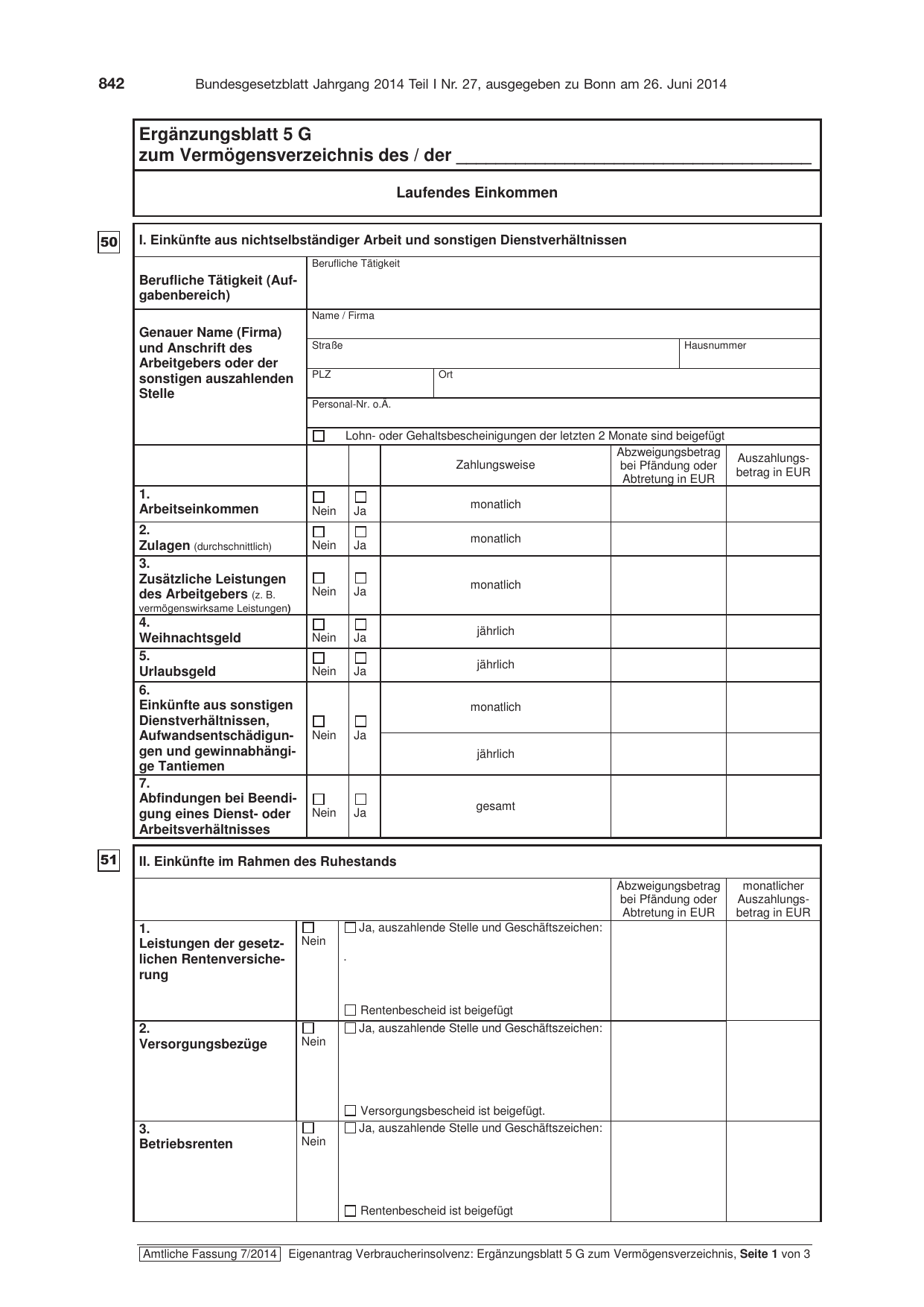 BGBl. 2014, Seite 842 — Originalseite als Abbildung