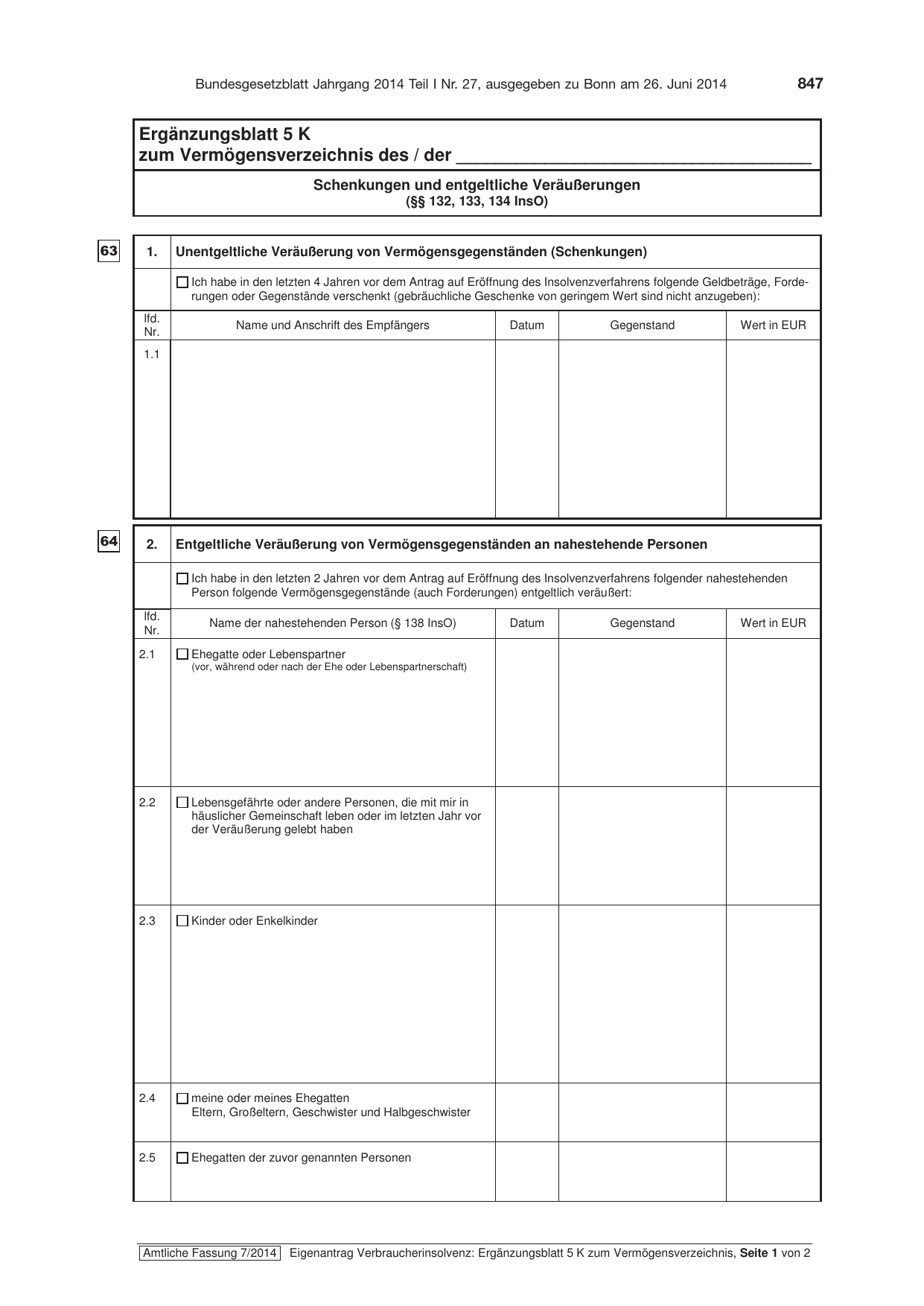BGBl. 2014, Seite 847 — Originalseite als Abbildung