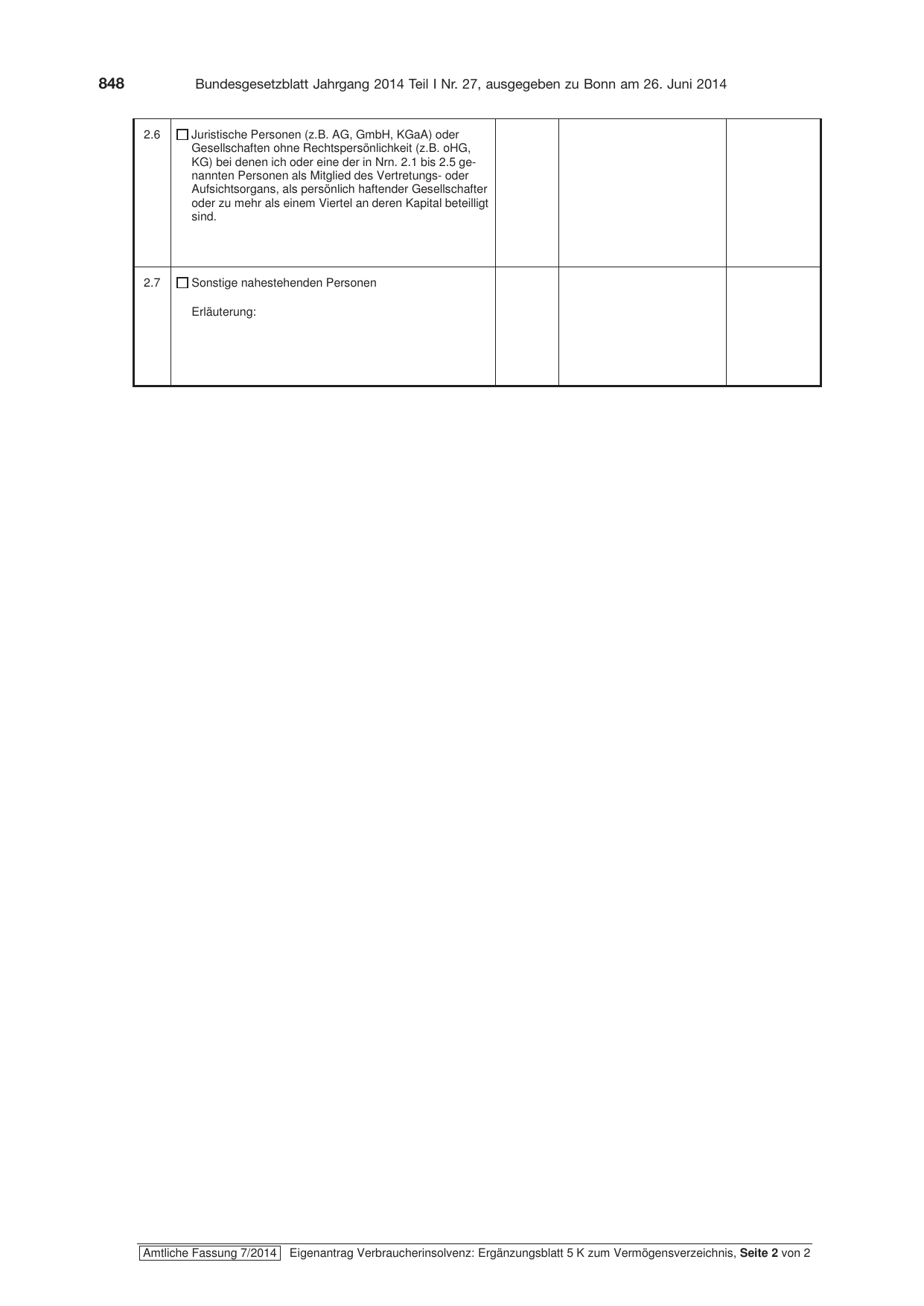 BGBl. 2014, Seite 848 — Originalseite als Abbildung