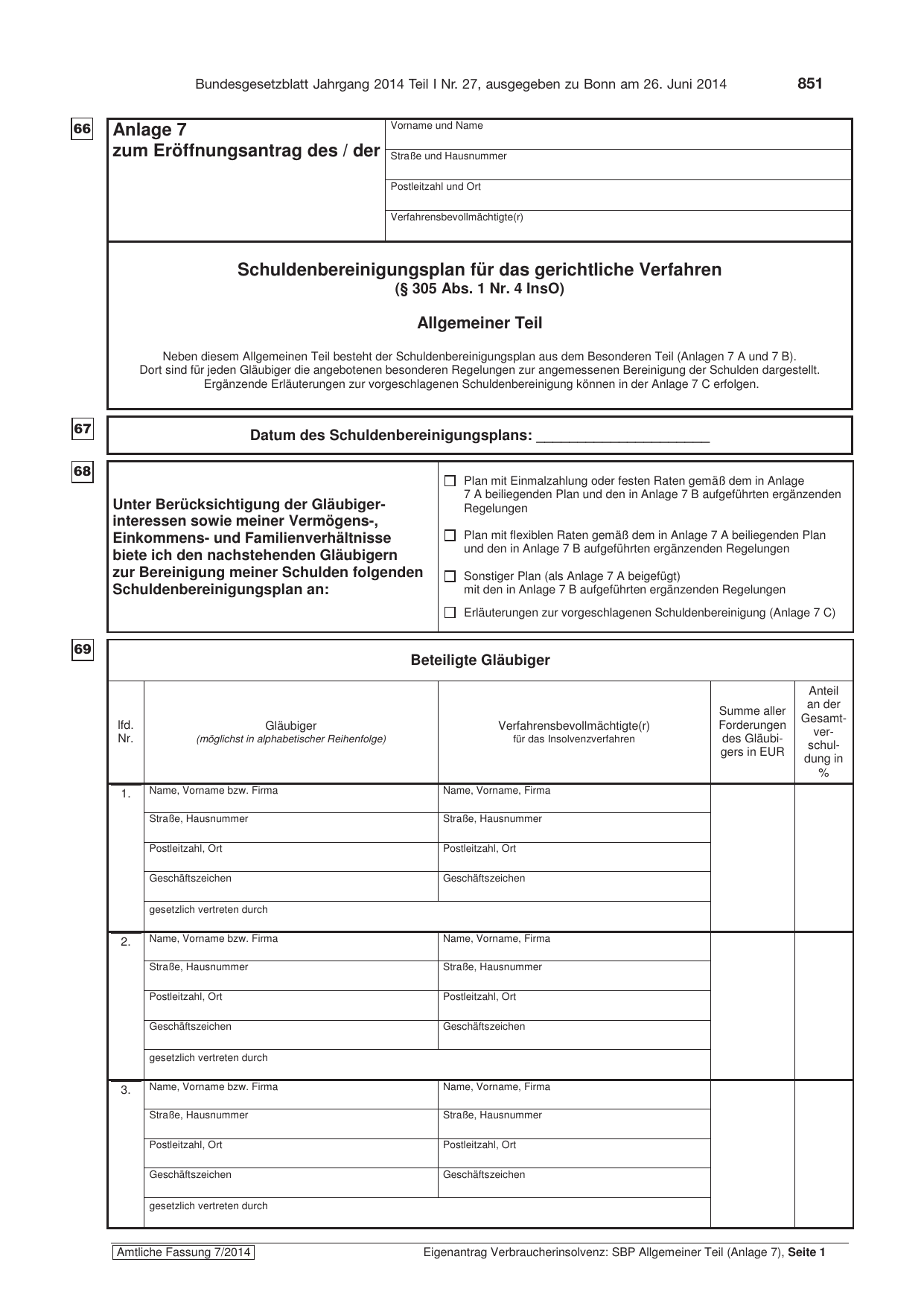 BGBl. 2014, Seite 851 — Originalseite als Abbildung