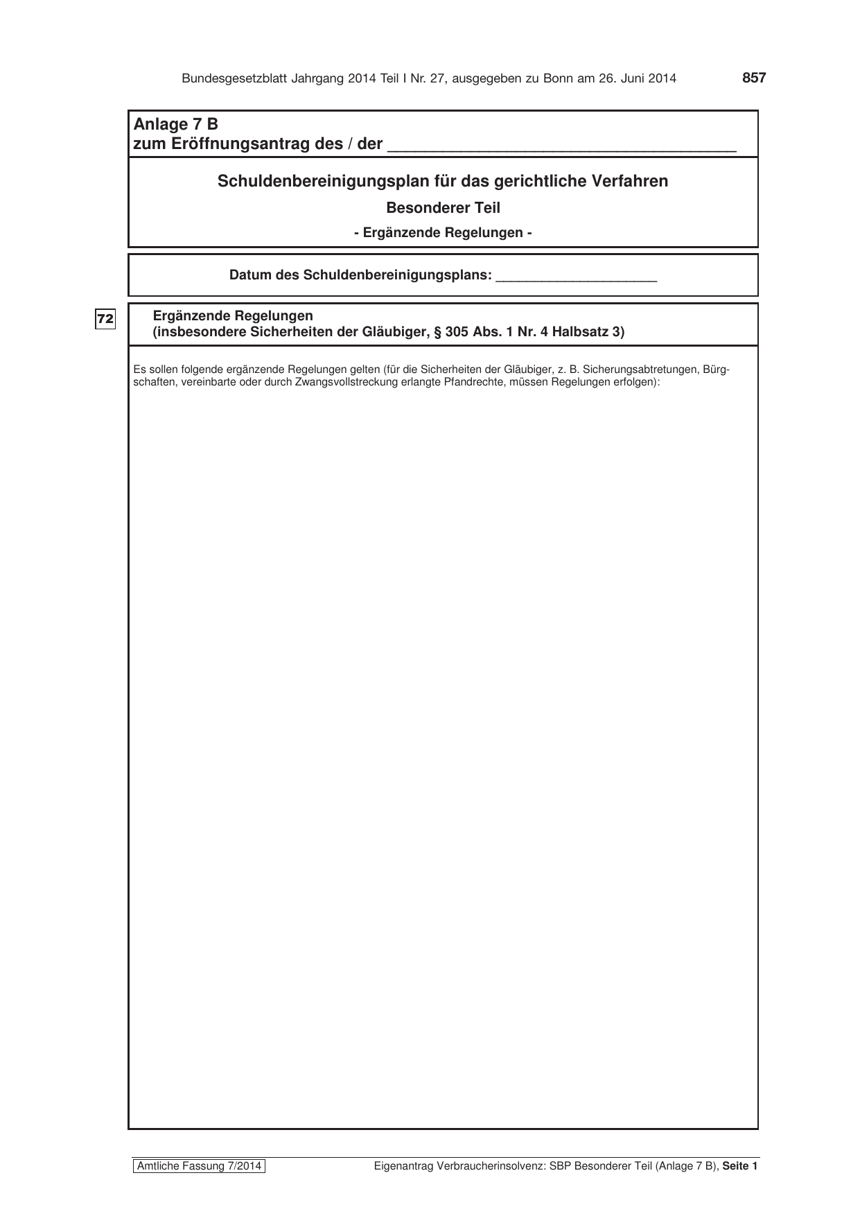 BGBl. 2014, Seite 857 — Originalseite als Abbildung