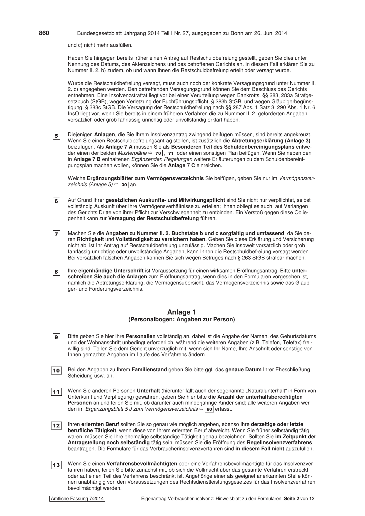 BGBl. 2014, Seite 860 — Originalseite als Abbildung