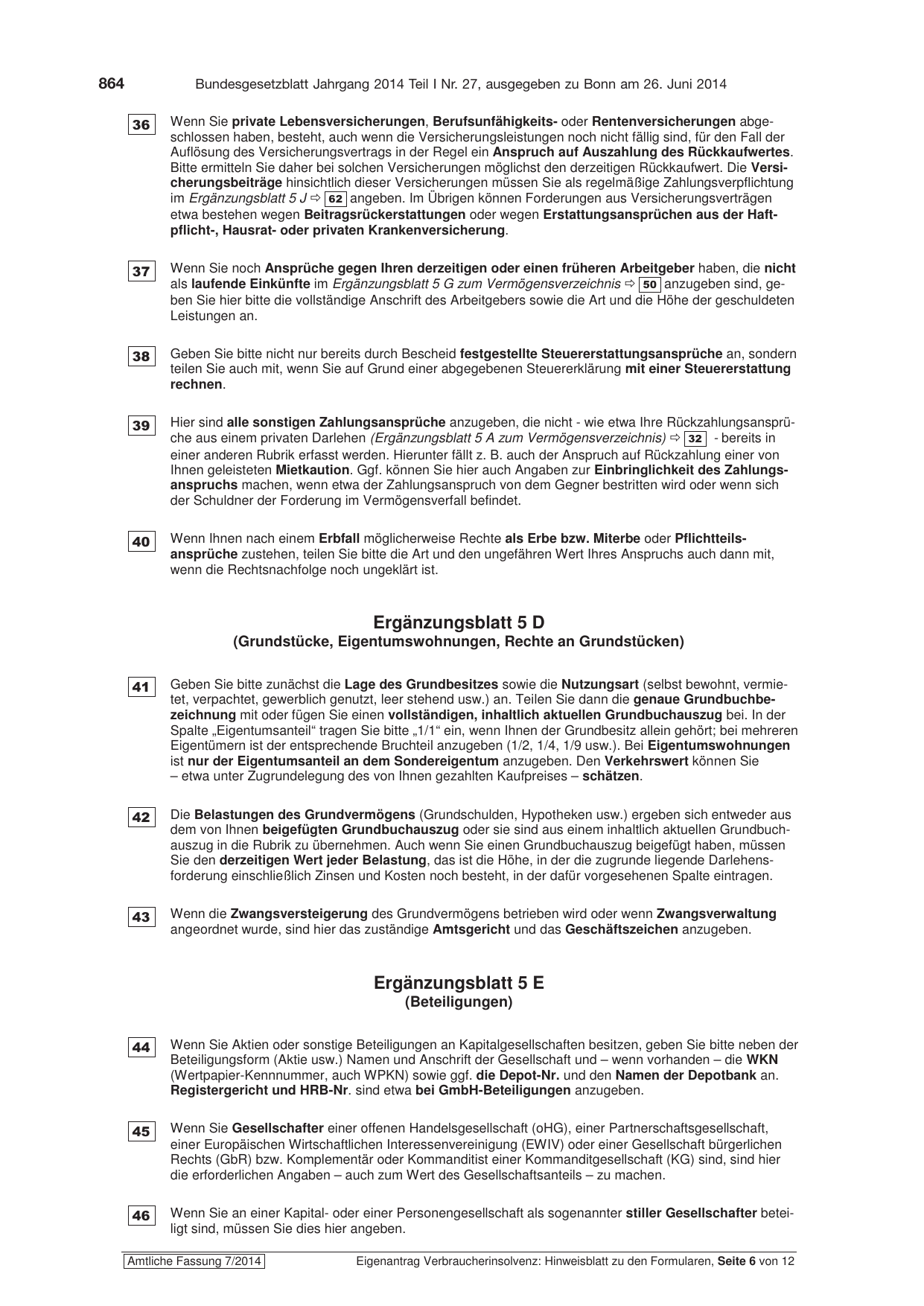 BGBl. 2014, Seite 864 — Originalseite als Abbildung