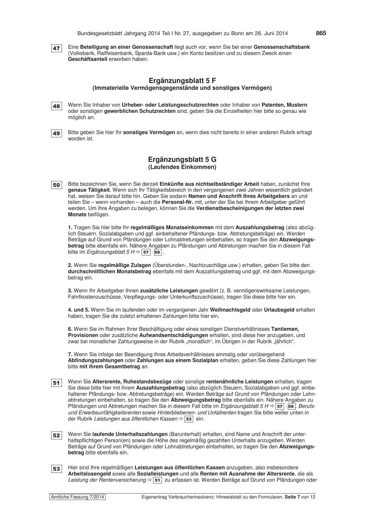BGBl. 2014, Seite 865 — Originalseite als Abbildung