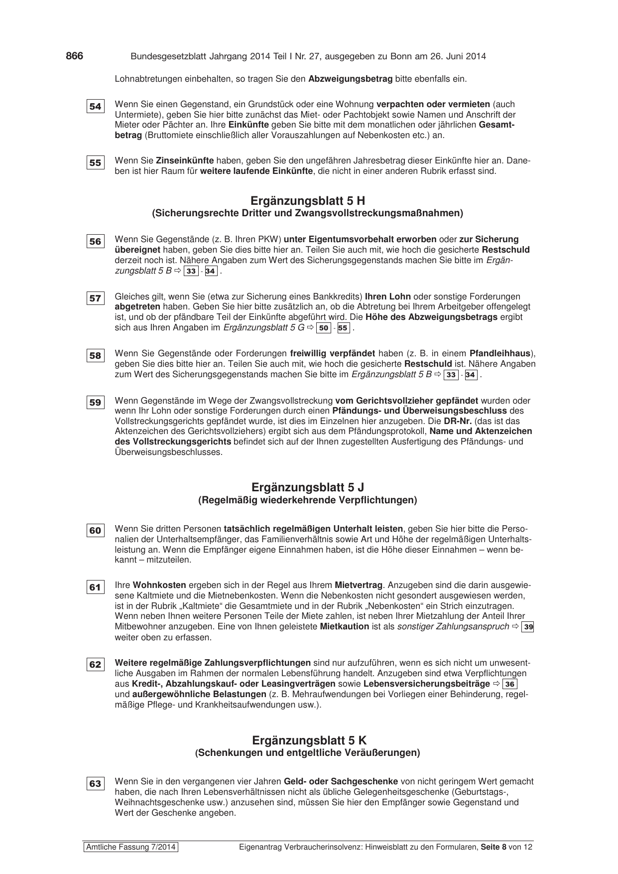 BGBl. 2014, Seite 866 — Originalseite als Abbildung