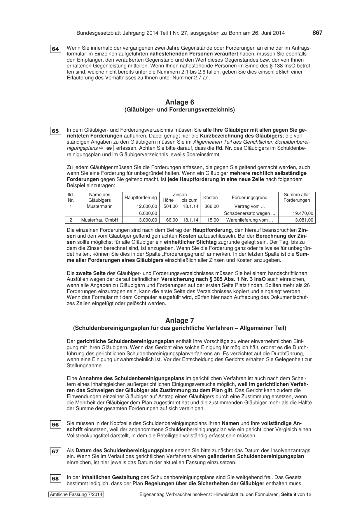 BGBl. 2014, Seite 867 — Originalseite als Abbildung