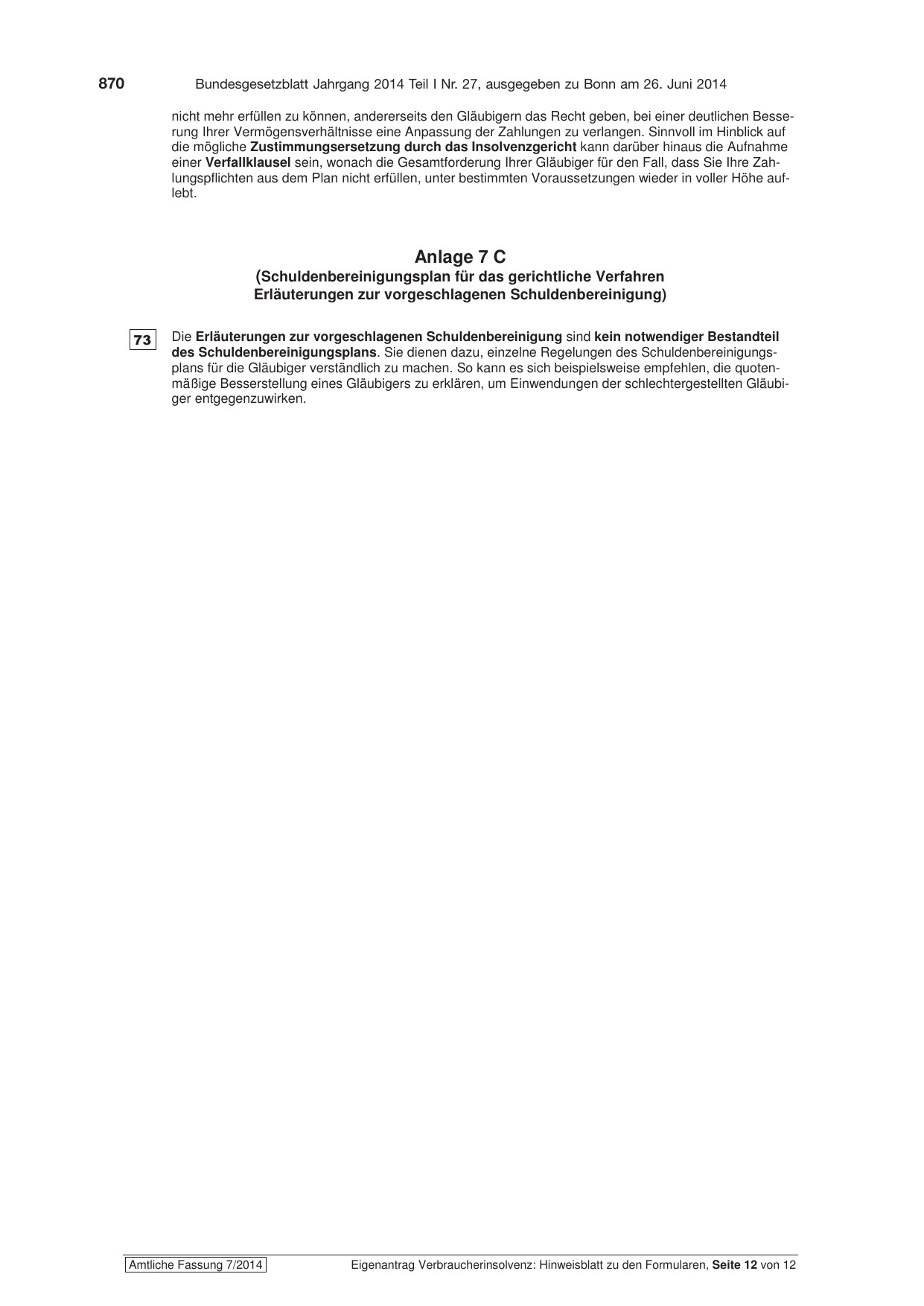 BGBl. 2014, Seite 870 — Originalseite als Abbildung